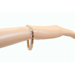 Women Bracelet Unbranded Gold Tone and Faux Rhinestone Embossed Bracelet
